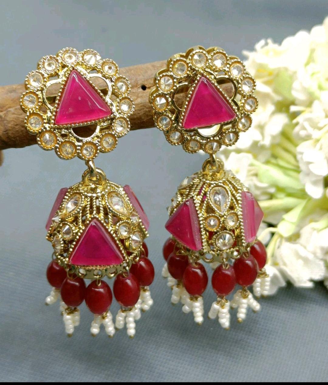 Polki Jhumki mehndi Earring Sku 245 A4 - rchiecreation