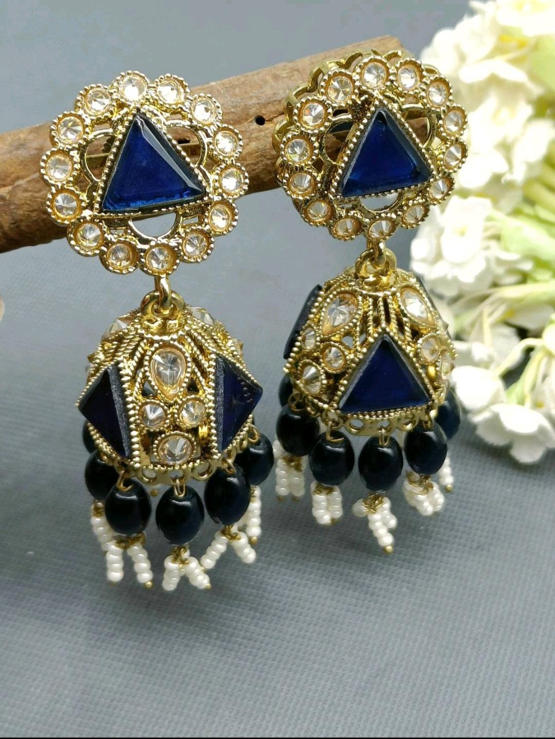 Polki Jhumki mehndi Earring Sku 245 A4 - rchiecreation