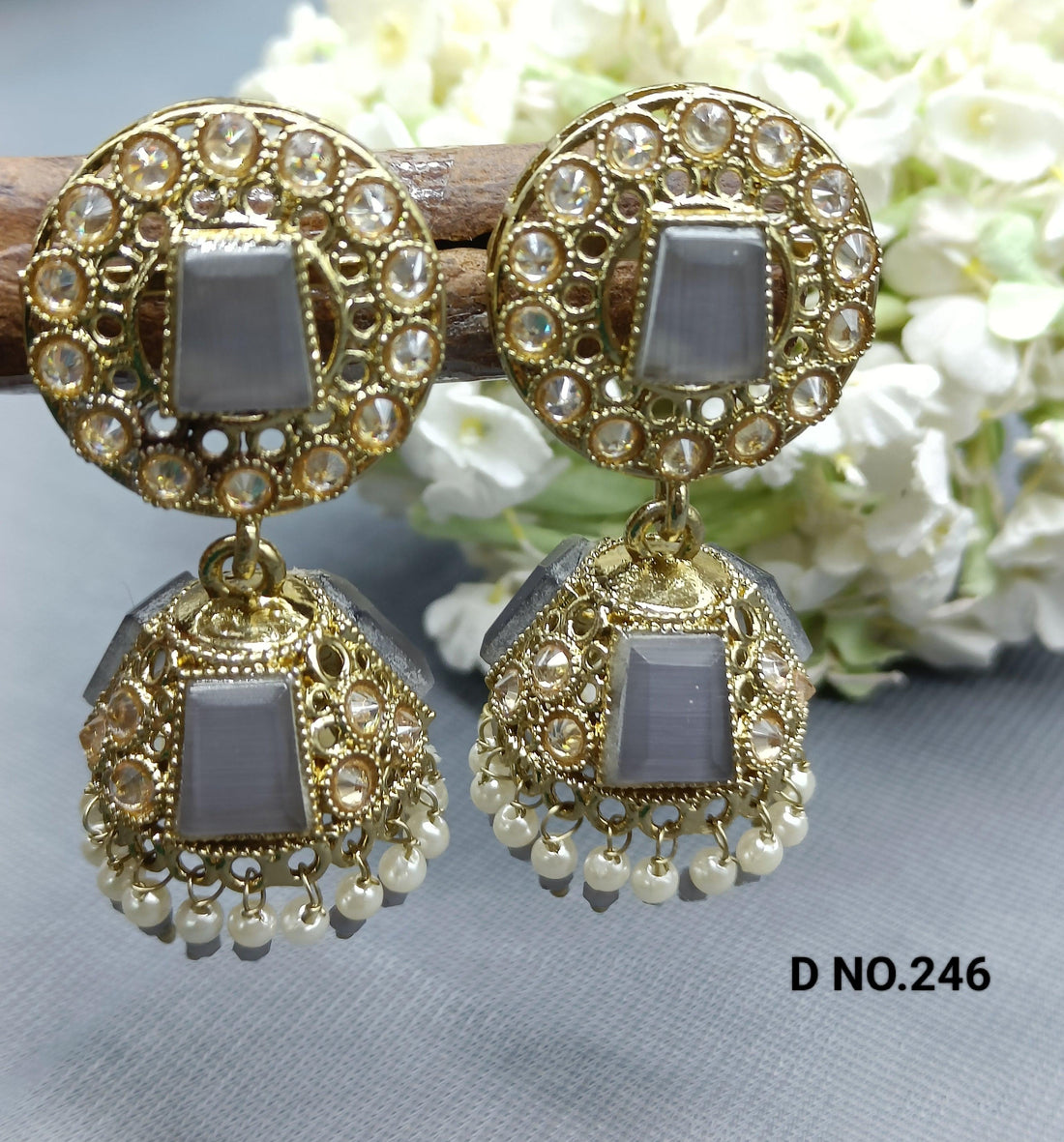 Polki jhumki Mehndi Earring Sku-246 A4 - rchiecreation