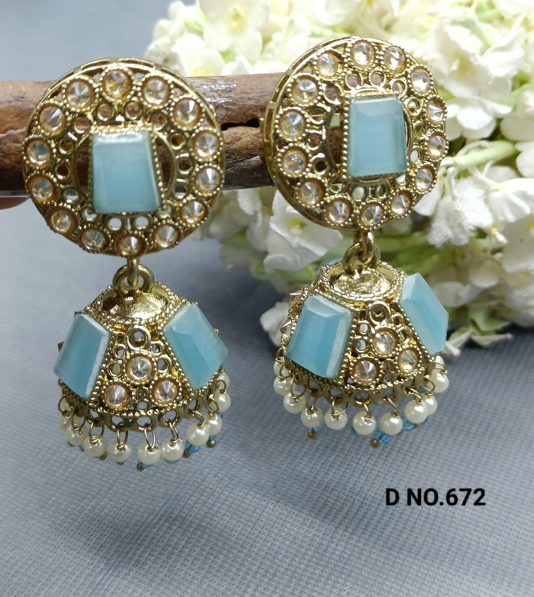 Polki jhumki Mehndi Earring Sku-246 A4 - rchiecreation