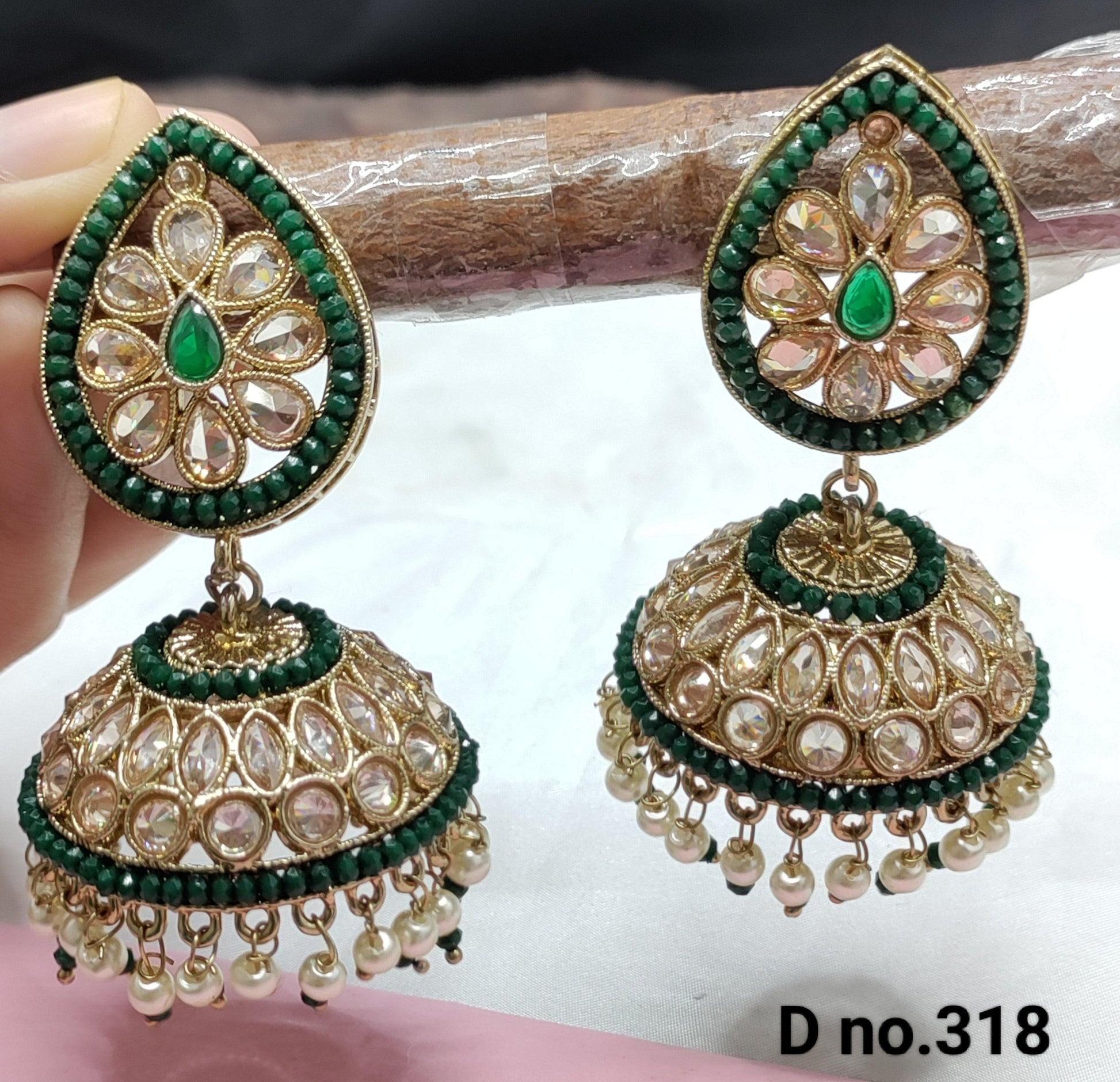 Polki Jhumki Mehndi Earring Sku_318 A4 - rchiecreation