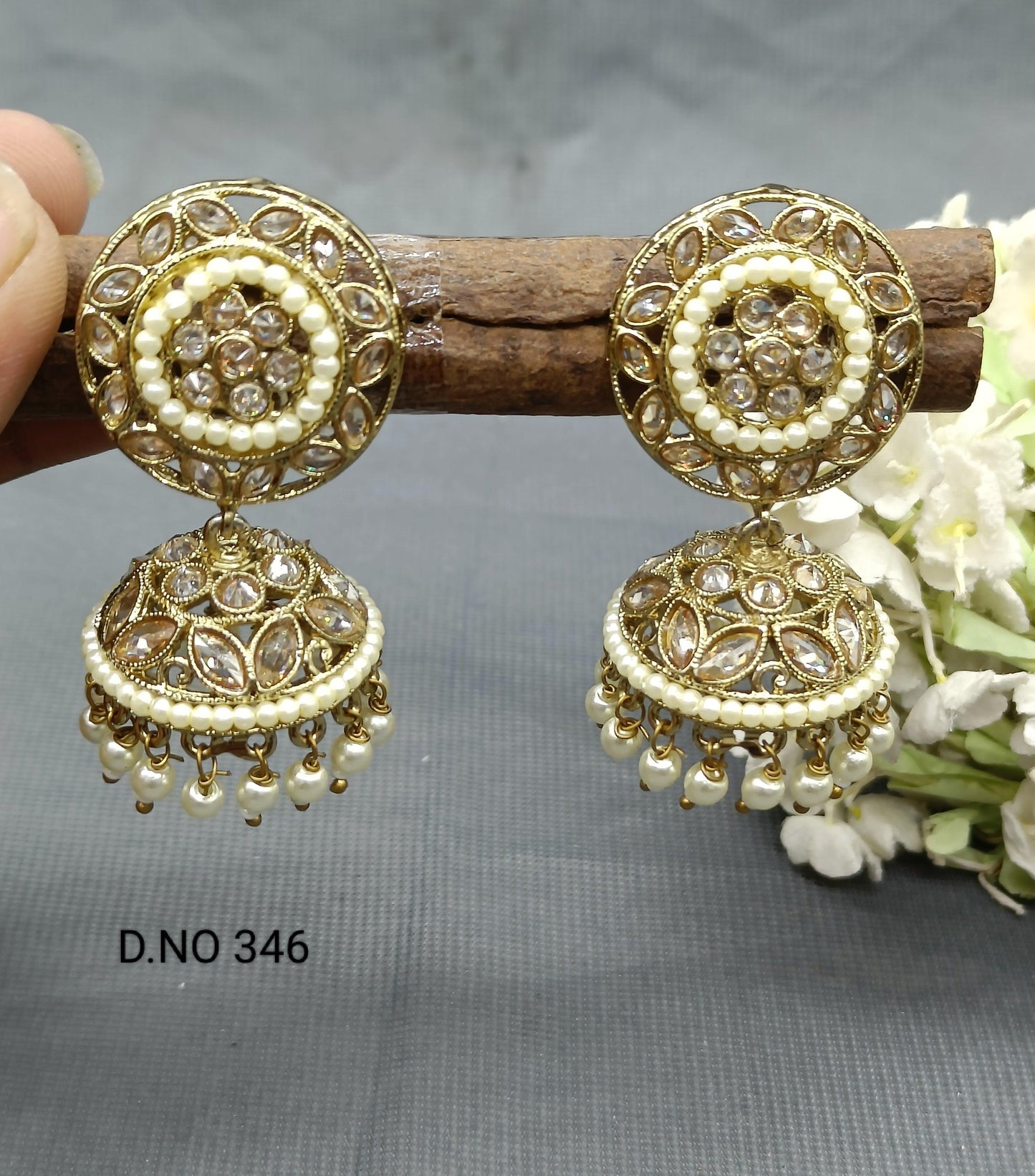 Polki Jhumki Mehndi Earring Sku-346 A3 - rchiecreation