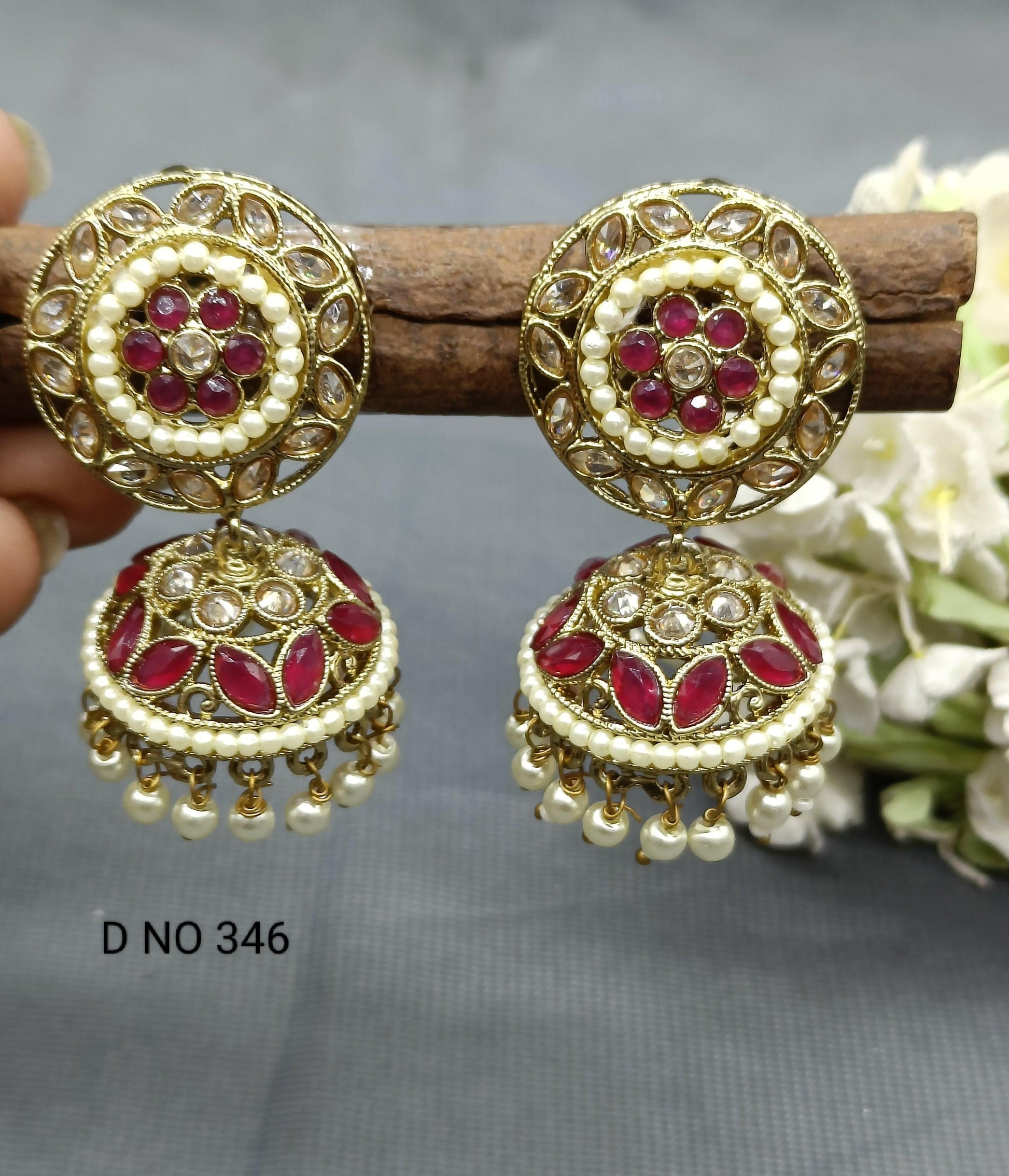 Polki Jhumki Mehndi Earring Sku-346 A3 - rchiecreation