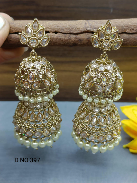 Polki Jhumki Mehndi Earring Sku-397 A3 - rchiecreation