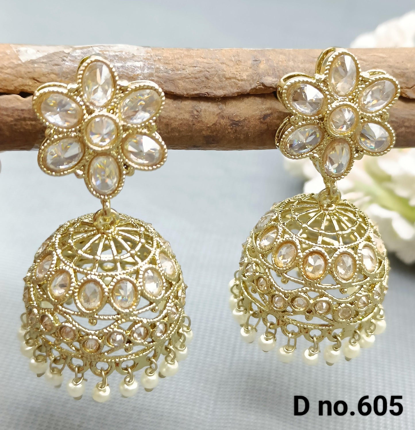 Polki Jhumki Mehndi Earring Sku-605 A4 - rchiecreation