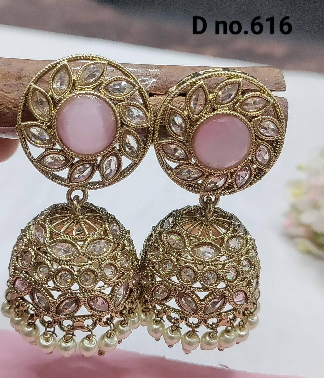 Polki Jhumki Mehndi Earring Sku-616 A4 - rchiecreation