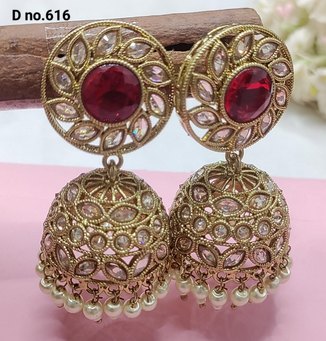 Polki Jhumki Mehndi Earring Sku-616 A4 - rchiecreation
