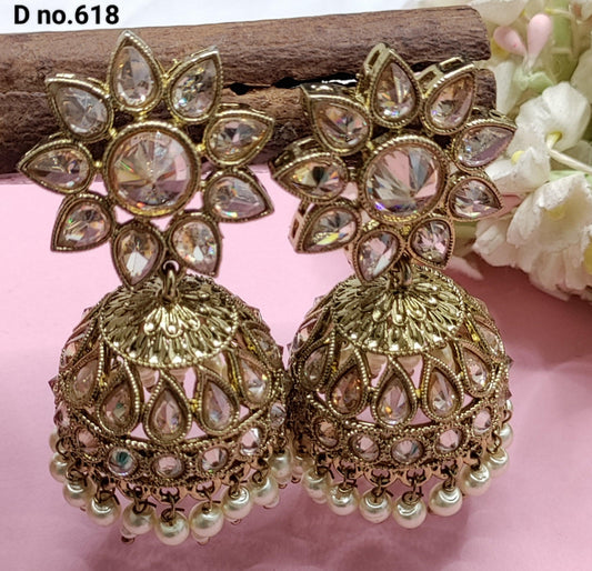 Polki Jhumki Mehndi Earring Sku-618 A4 - rchiecreation