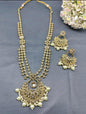 Polki Long Necklace Mehndi Set Sku- 5670 B3 - rchiecreation