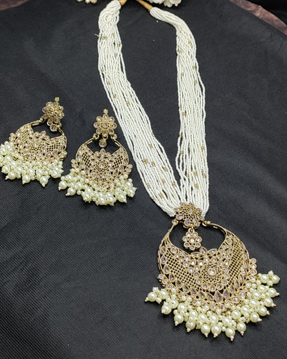 Polki Long Necklace Mehndi Set Sku 5974 B3 - rchiecreation