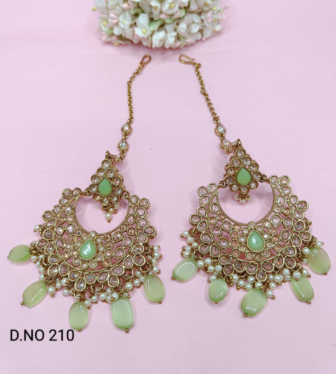 Polki Mehndi Earring Sku- 210 A1 - rchiecreation