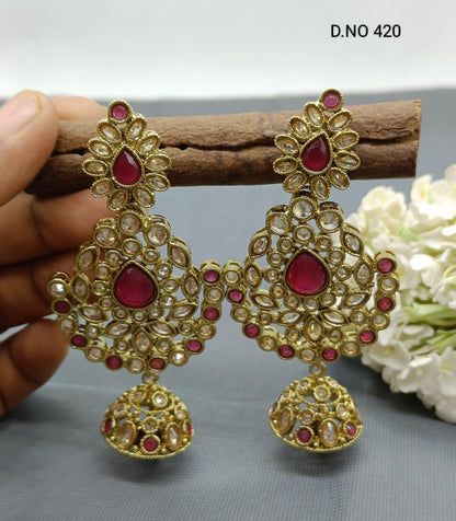 Polki Mehndi Earring Sku 420 A4 - rchiecreation