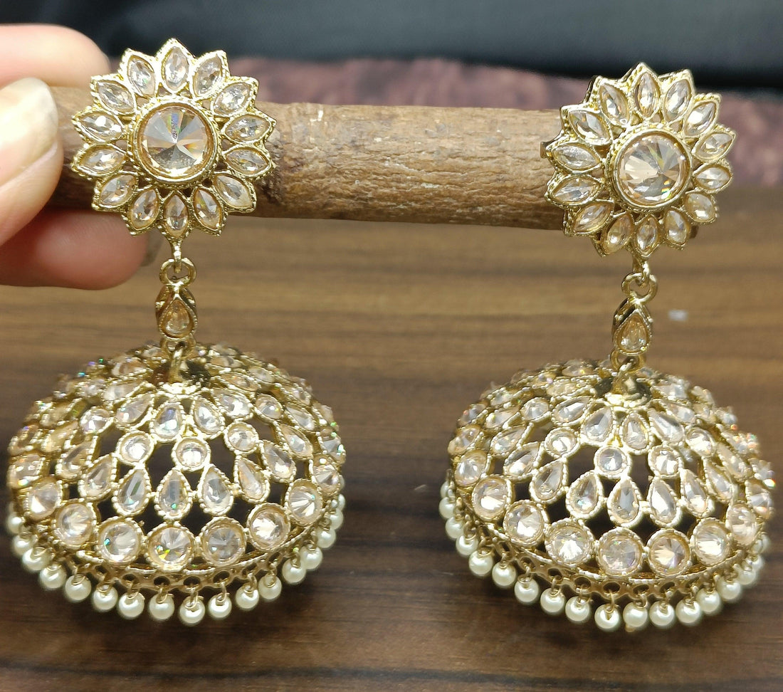 Polki Mehndi Earring Sku-609 A3 - rchiecreation