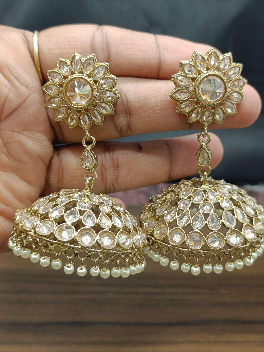 Polki Mehndi Earring Sku-609 A3 - rchiecreation