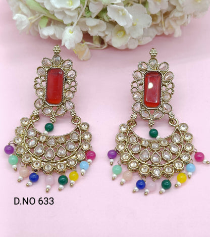 Polki Mehndi Earring Sku-633 A2 - rchiecreation