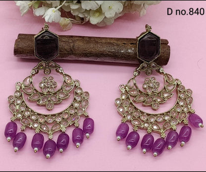 Polki Mehndi Earring Sku-840 A1 - rchiecreation