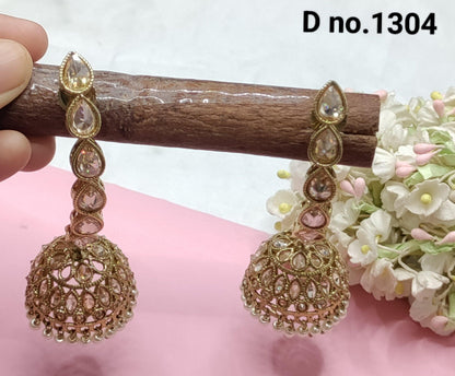 Polki Mehndi Jhumki Earring Sku-1304 E3 - rchiecreation