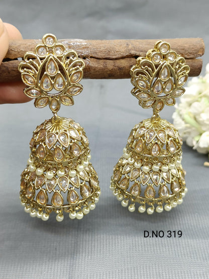 Polki Mehndi Jhumki Earring Sku 319 A4 - rchiecreation