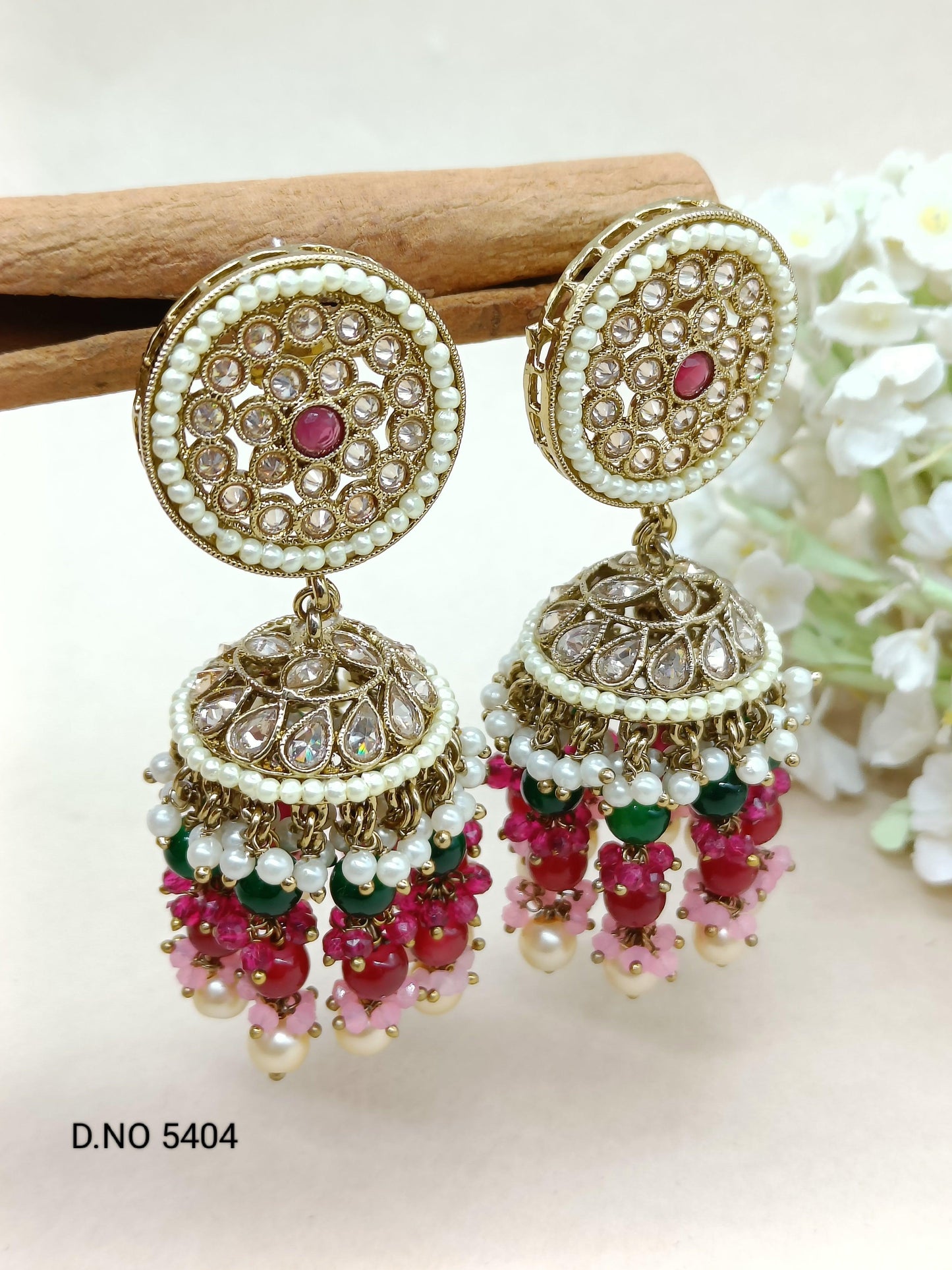 Polki Mehndi Jhumki Earring Sku-5409 A3 - rchiecreation