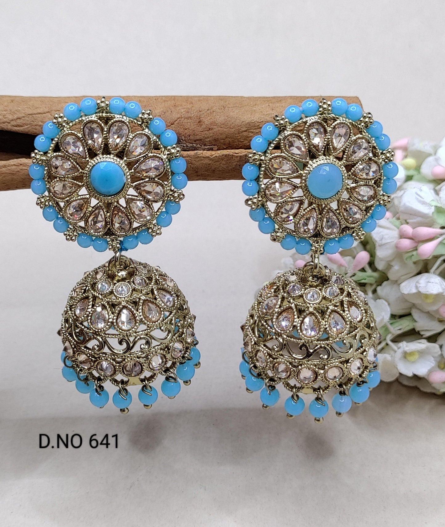 Polki Mehndi Jhumki Earring Sku 641 A3 - rchiecreation