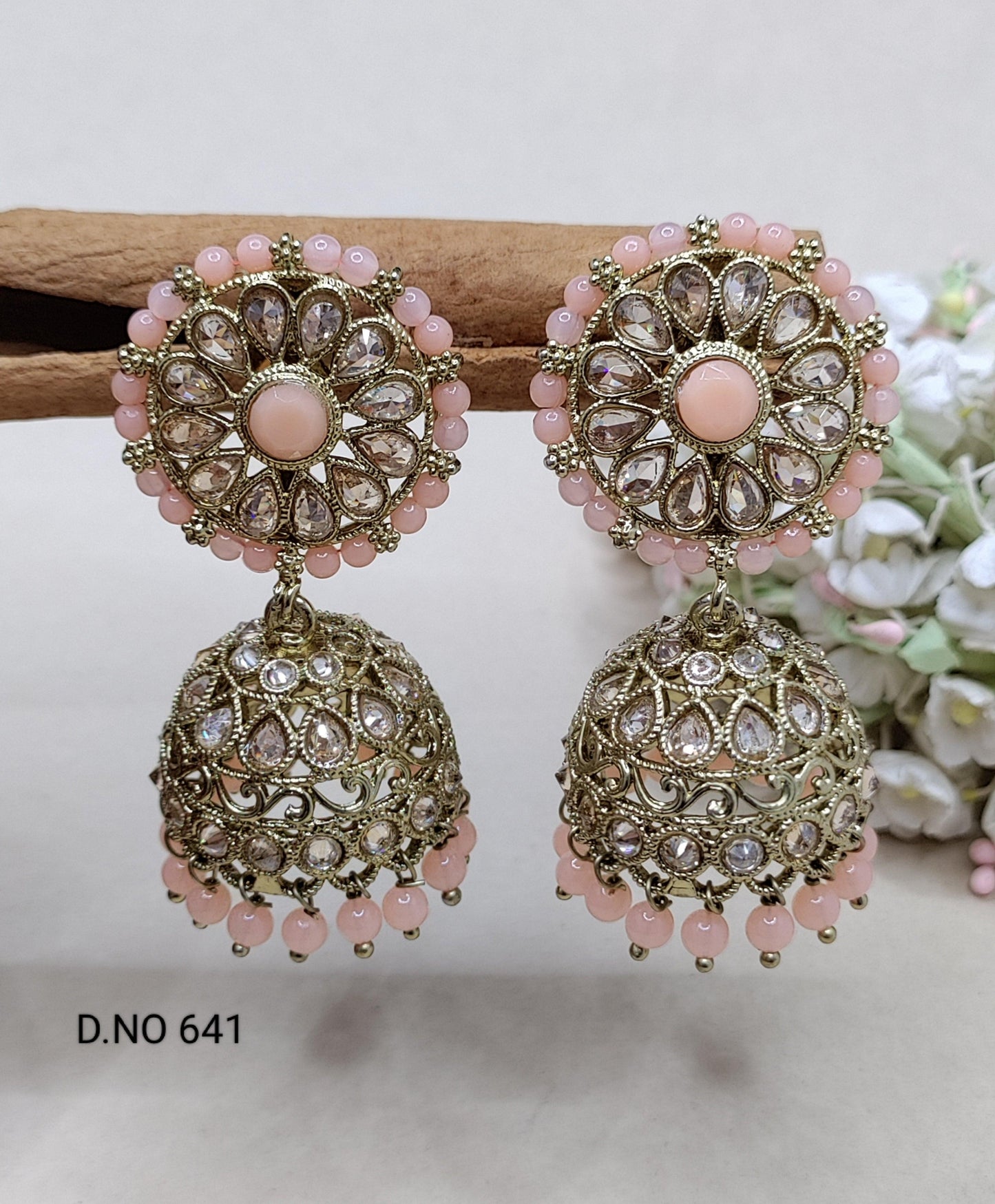 Polki Mehndi Jhumki Earring Sku 641 A3 - rchiecreation