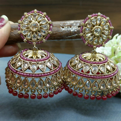 Polki Mehndi Jhumki Earring Sku-871 A3 - rchiecreation