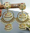 Polki Mehndi Jhumki Earring Sku-872 E3 - rchiecreation