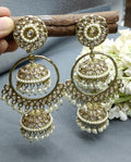 Polki Mehndi Jhumki Earring Sku-872 E3 - rchiecreation