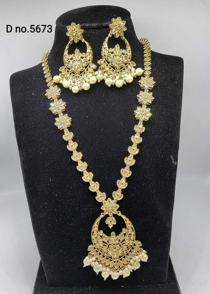 Polki Mehndi Long Necklace Set Sku-5673 B3 - rchiecreation