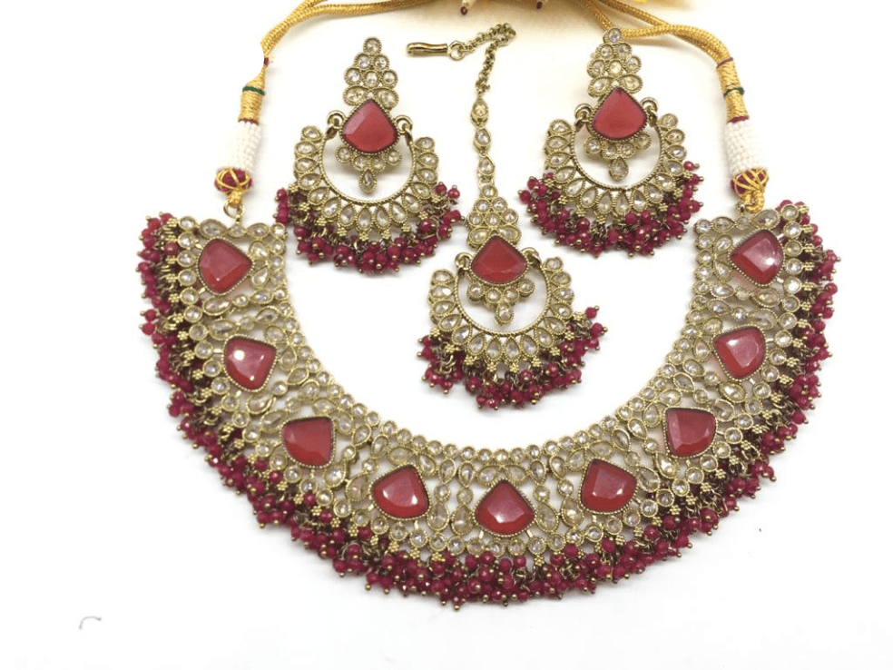 Polki Mehndi Necklace Set Sku-1814 B4 - rchiecreation