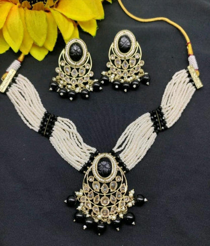 Polki Mehndi Necklace Set Sku-5913 B1 - rchiecreation