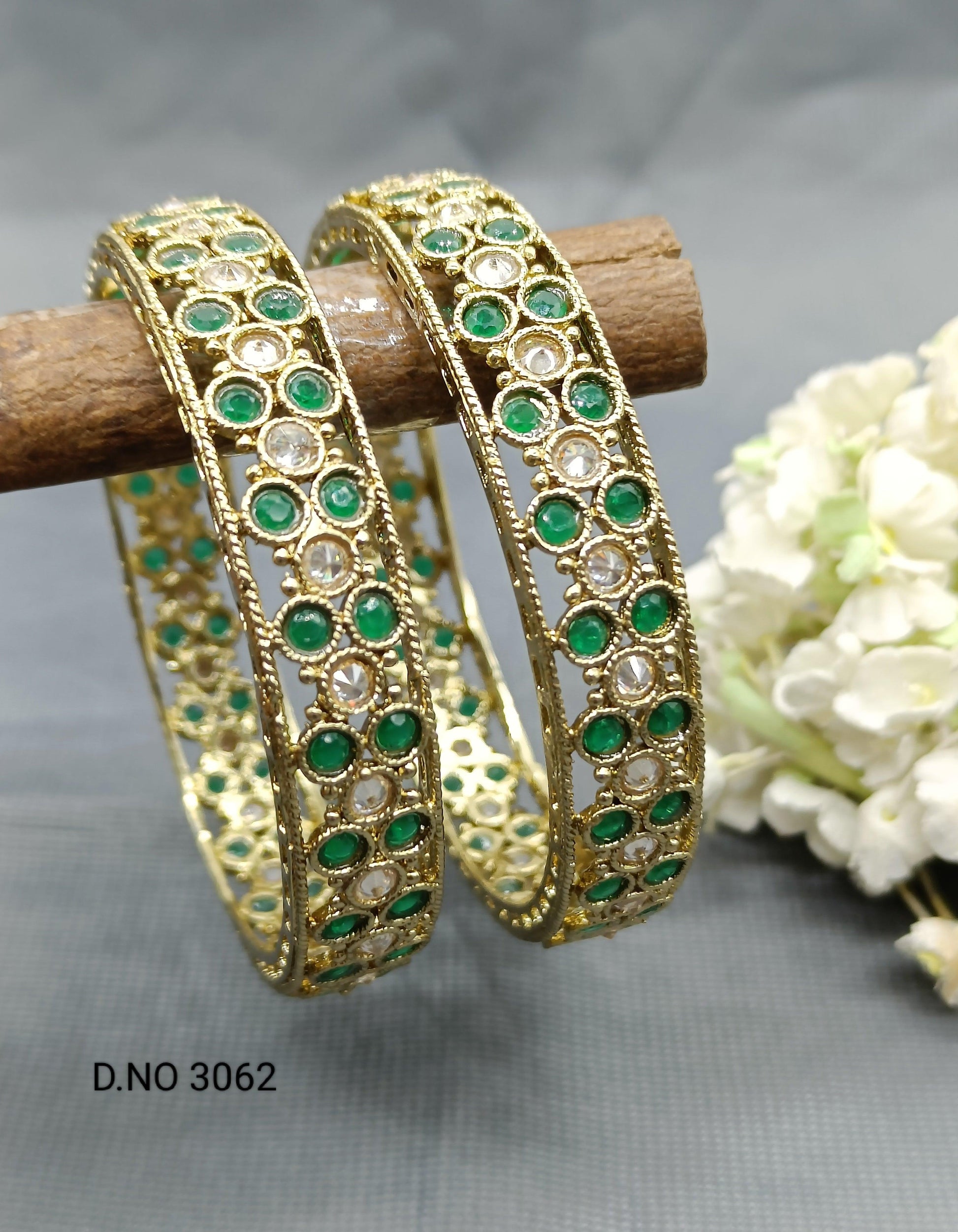 Polki Mendhi Bangles Sku-3062 F3 - rchiecreation