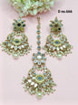 Polki Mirror Earring & Tica Mehndi Sku-666 A1 - rchiecreation