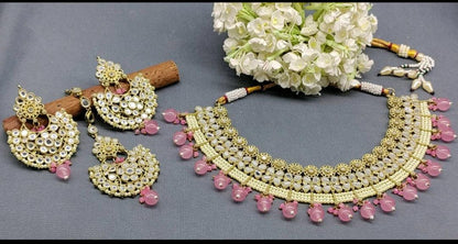 Polki Necklace Mehndi Mirror Set Sku-5912 B1 - rchiecreation