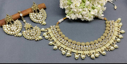 Polki Necklace Mehndi Mirror Set Sku-5912 B1 - rchiecreation