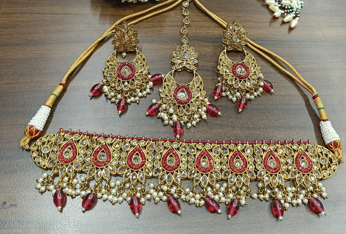 Polki Necklace Mehndi Set Sku-1143. B2 - rchiecreation