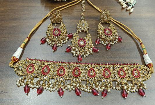 Polki Necklace Mehndi Set Sku-1143. B2 - rchiecreation