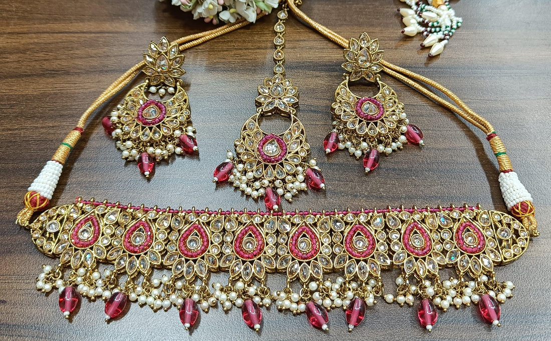 Polki Necklace Mehndi Set Sku-1143. B2 - rchiecreation