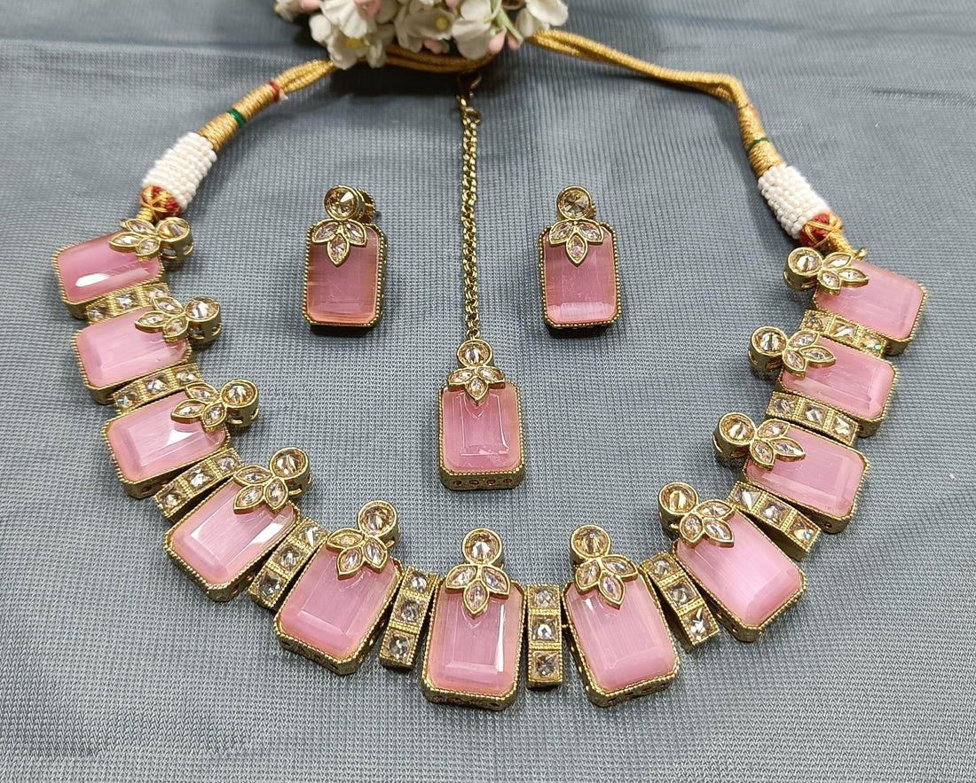 Polki Necklace Mehndi Set Sku-5096. B2 - rchiecreation