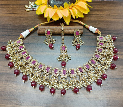 Polki Necklace Mehndi Set Sku-5269 B1 - rchiecreation