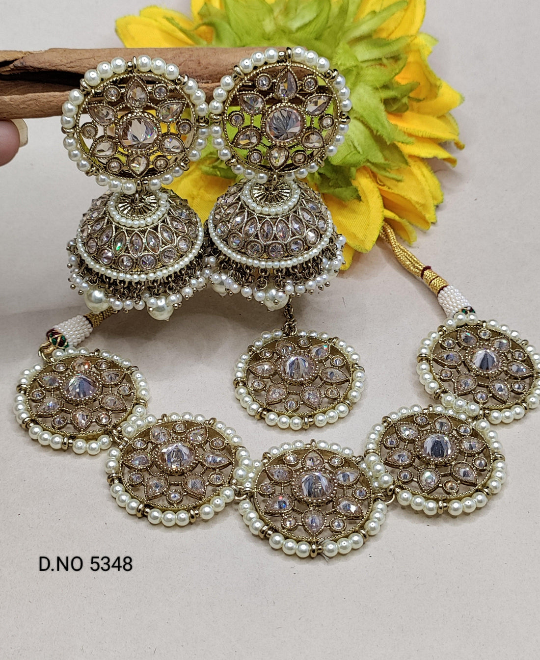 Polki Necklace Mehndi Set Sku 5348 B1 - rchiecreation