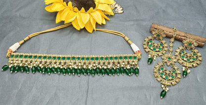 Polki Necklace Mehndi Set Sku-5476 B1 - rchiecreation