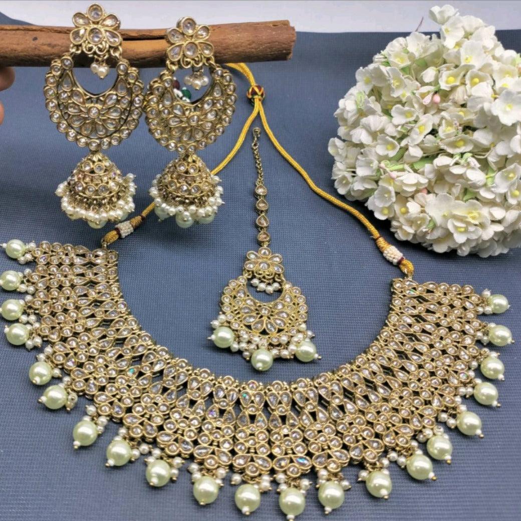 Polki Necklace Mehndi Set Sku 5531 B2 - rchiecreation