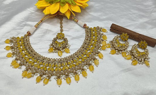 Polki Necklace Mehndi Set Sku-5534 B3 - rchiecreation