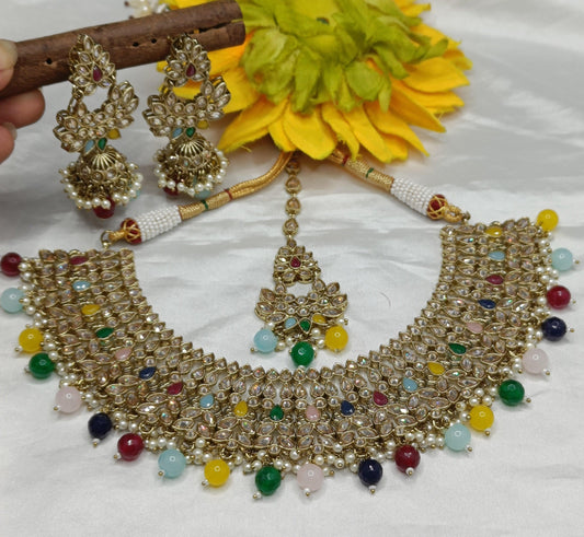 Polki Necklace Mehndi Set Sku-5572 B3 - rchiecreation