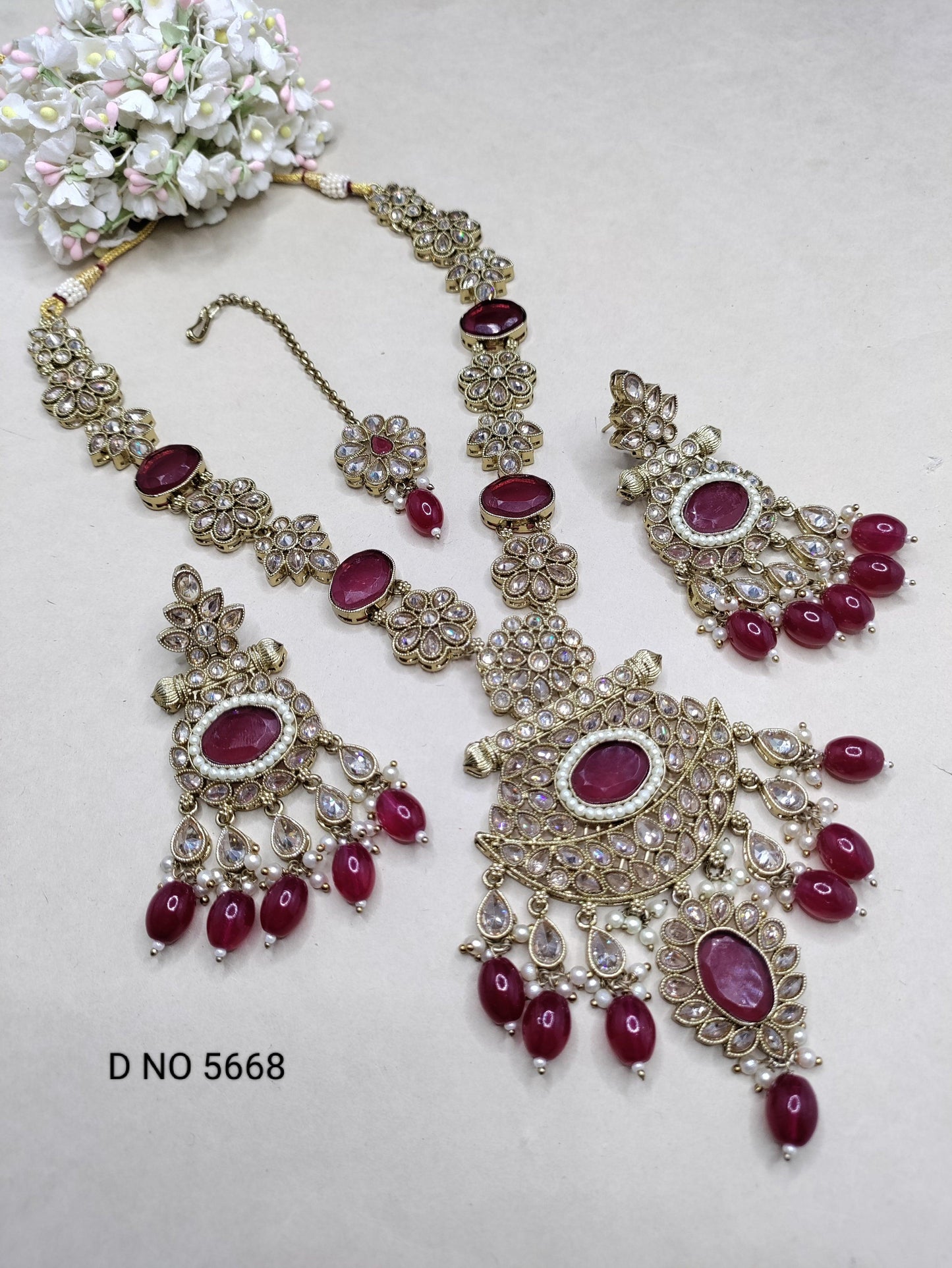 Polki Necklace Mehndi Set Sku-5668 B3 - rchiecreation