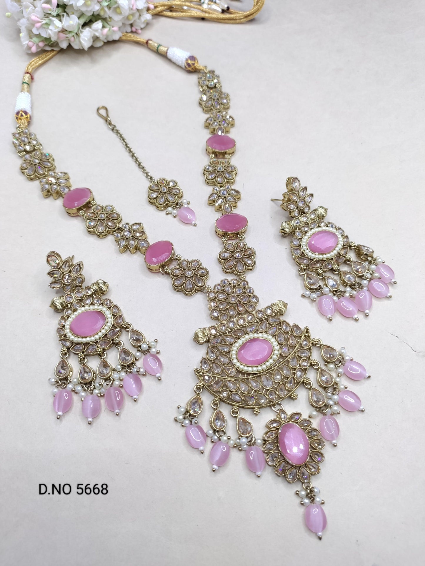 Polki Necklace Mehndi Set Sku-5668 B3 - rchiecreation