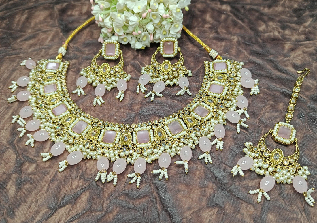 Polki Necklace Mehndi Set Sku- 5678 B1 - rchiecreation