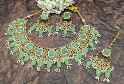 Polki Necklace Mehndi Set Sku- 5678 B1 - rchiecreation