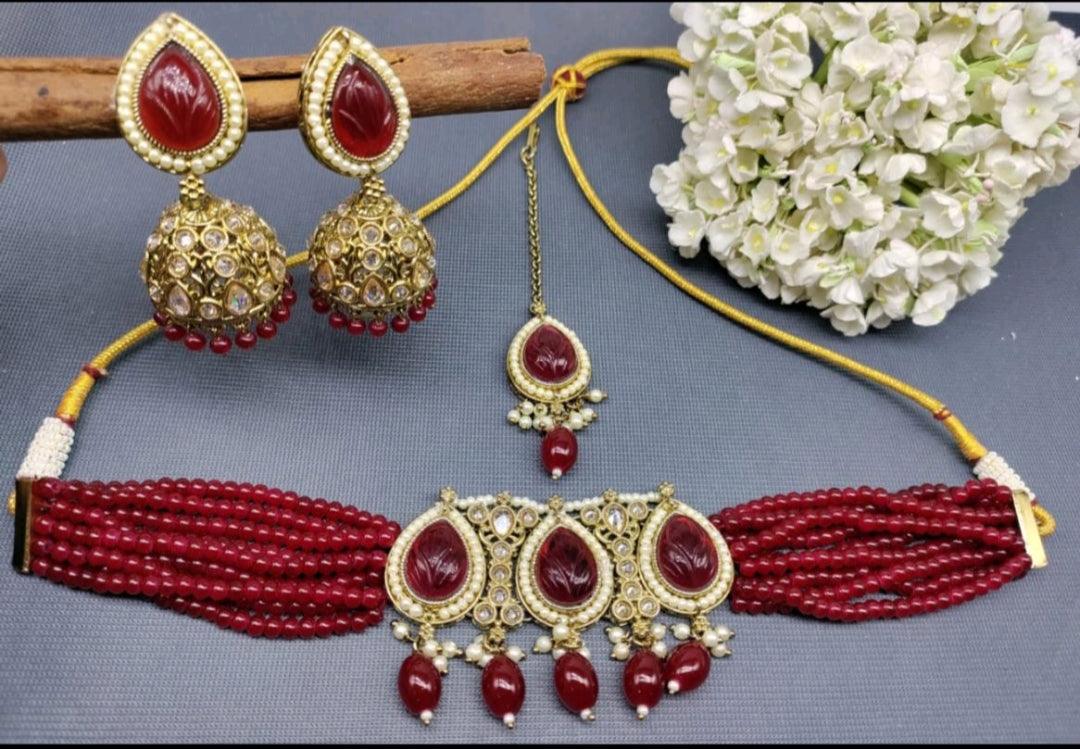 Polki Necklace Mehndi Set Sku-5743. B2 - rchiecreation